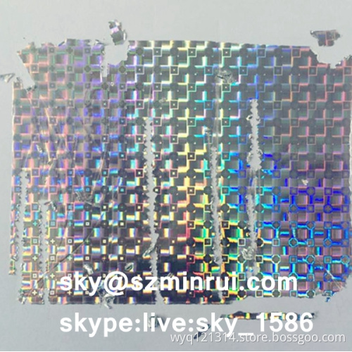Customized Pattern Security Holographic Destructive Vinyl for Hologram Warranty Void Sticker